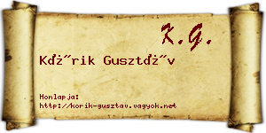 Kórik Gusztáv névjegykártya