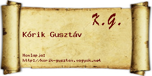 Kórik Gusztáv névjegykártya
